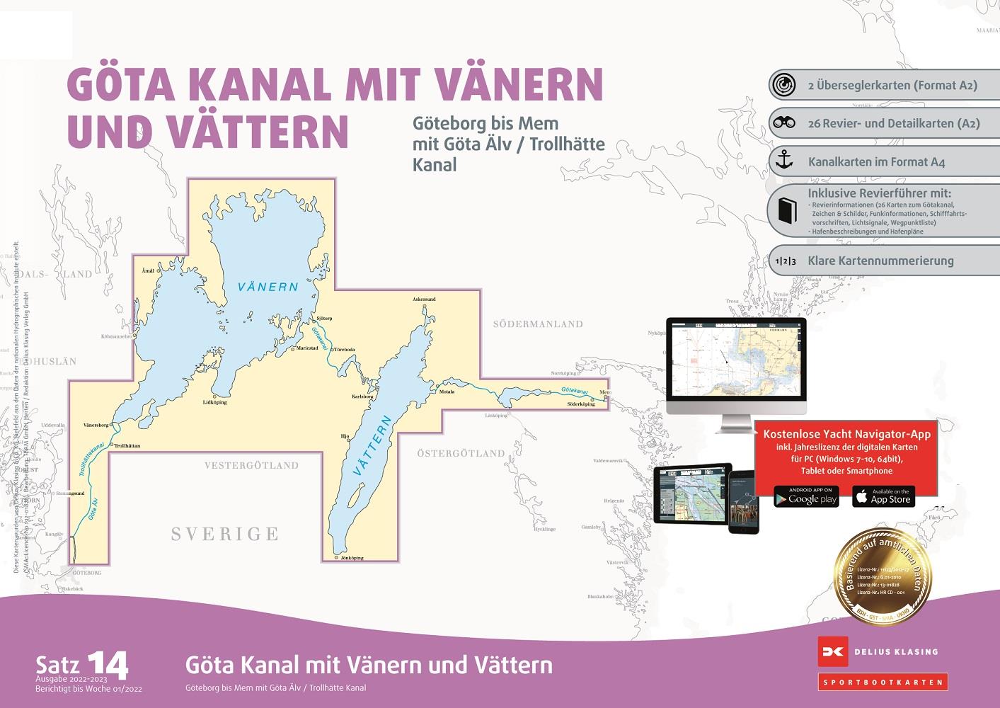 Delius Klasing Sportbootkarten Satz 14: Götakanal mit Vänern und Vättern
