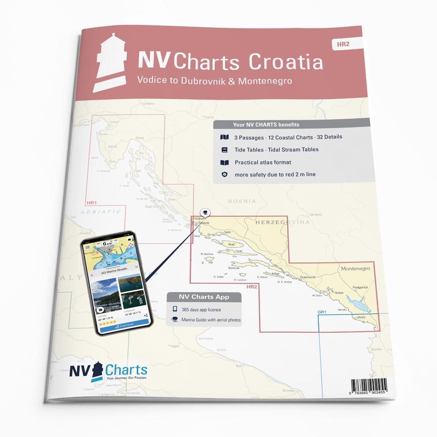 NV Charts Croatia HR 2 Vodice to Dubrovnik & Montenegro